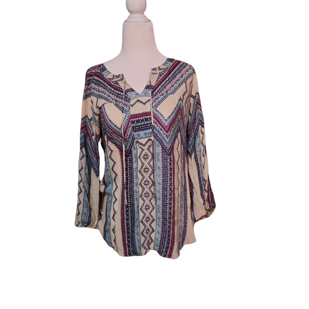 Fig & Flower Blouse S Long Sleeve Boho Oversized Drapey top shirt